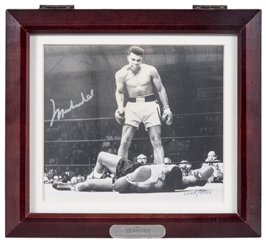 Muhammad Ali Signed Pictured Wooden Watch Display Case With Watch (PSA/DNA)